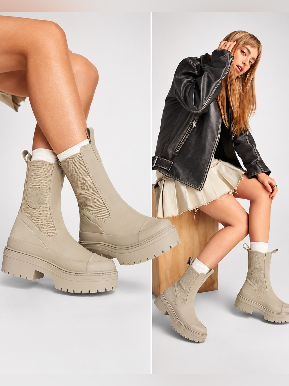 Clean and Pristine 🤎 Converse Tan Platform Chelsea Boots | All Star Lugged